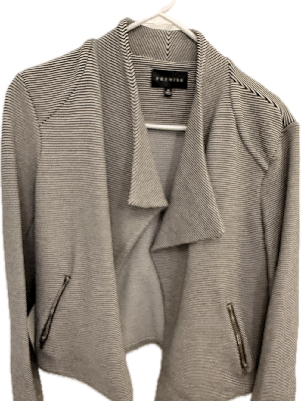 Premise Light Gray Draped Open-Front Blazer